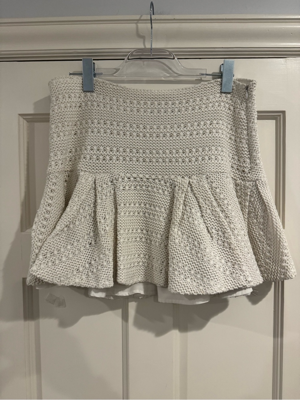 10 Crosby Derek Lam Cream Crochet Peplum Skirt